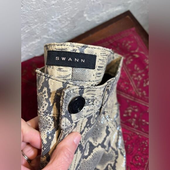 Swann Leather pants genuine leather, python print, black, grey cream by Swann - Picture 11 of 11